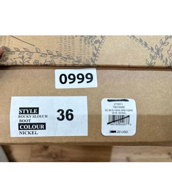 Free People Rocky Slouch Boots Grey/Nickel Leather Sz 6 US 36 EU NIB Modern Chic - Picture 16 of 16